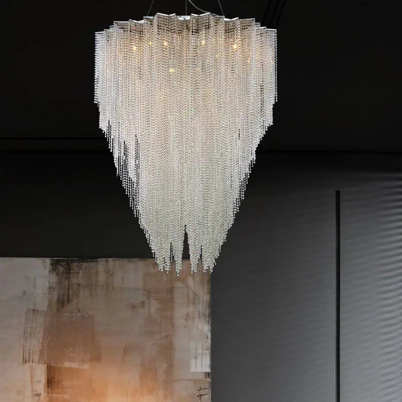 Italian postmodern crystal tassel pendant light bedroom chandelier