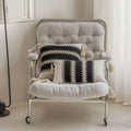 Jacquard crochet pillow covers black & white living room tassels