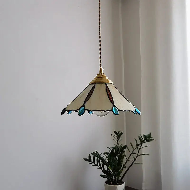 Japanese stained glass led pendant light kitchen island decor