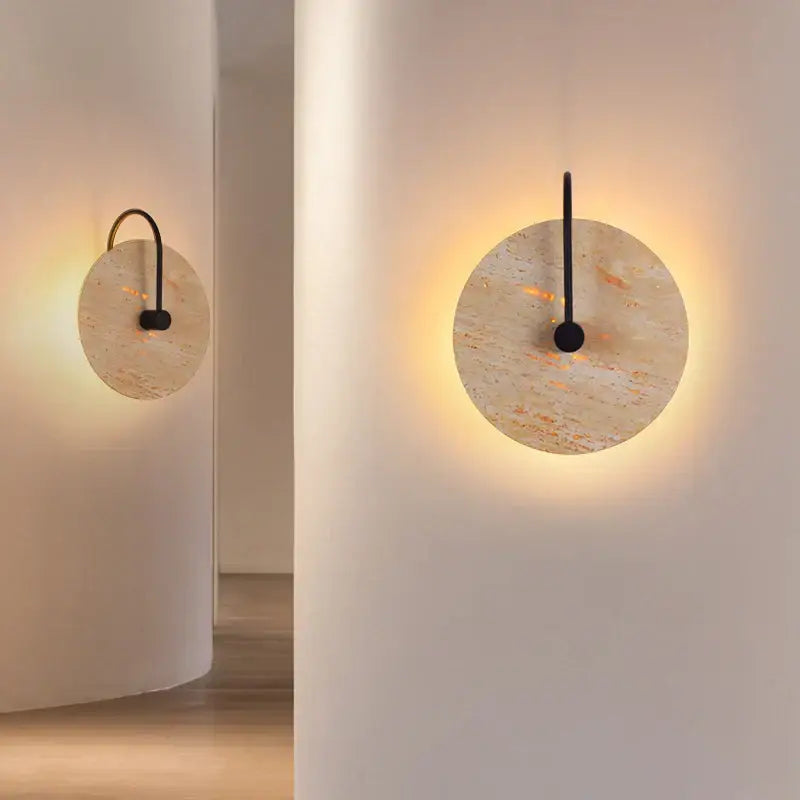 Japanese style beige stone and iron led wall lights bedroom sconce
