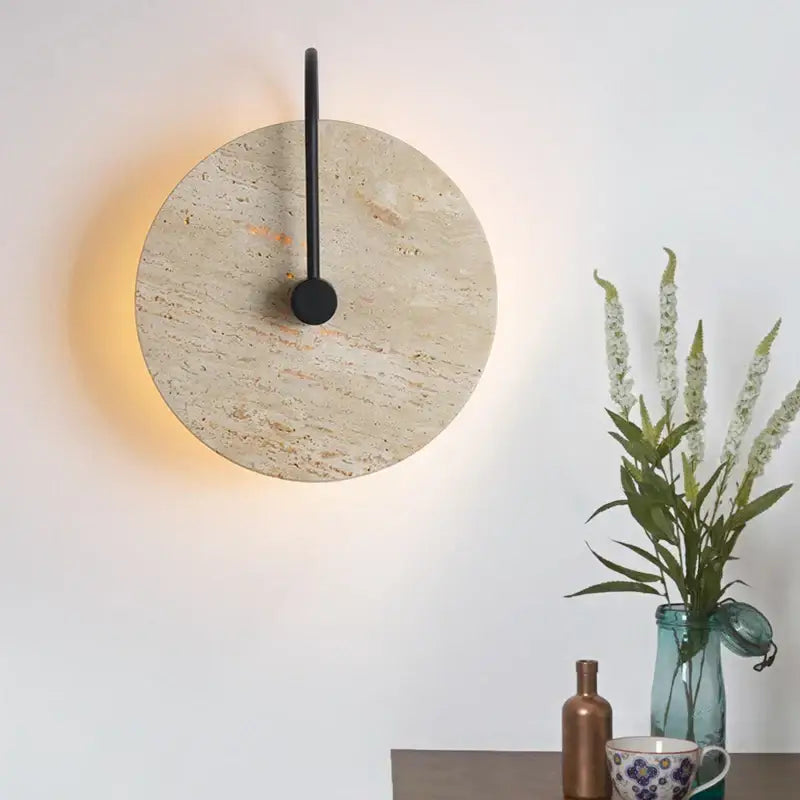 Japanese style beige stone and iron led wall lights bedroom sconce
