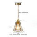 Japanese vintage brass and wood glass led pendant lamp dining room