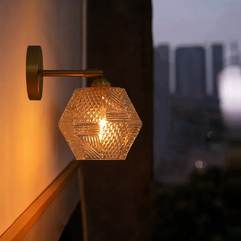 Japanese vintage gold bell glass led wall lamp bedroom pull chain