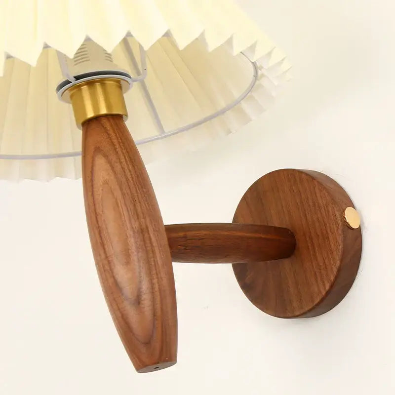 Japanese walnut wood cream pvc led wall lamps bedroom sconce