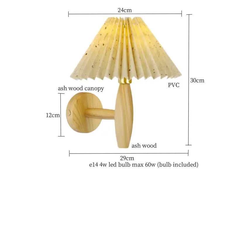 Japanese walnut wood cream pvc led wall lamps bedroom sconce