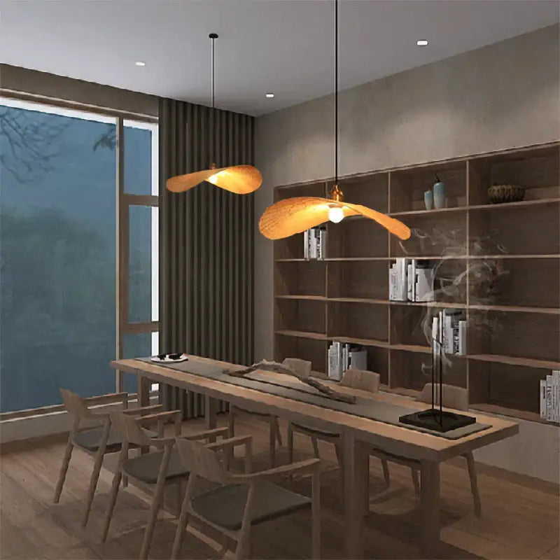 Japanese woven decorbites bamboo chandelier for living room