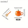 Kawaii orange pumpkin shaped ceramic cup with lid – kitchen soup mug