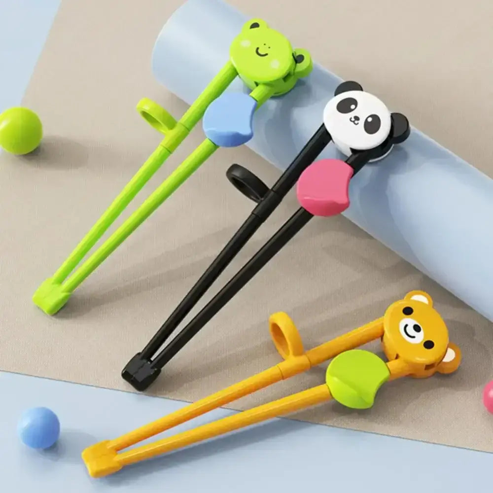 Kids multicolor bear panda and cat training chopsticks dining room