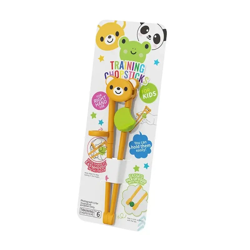 Kids multicolor bear panda and cat training chopsticks dining room