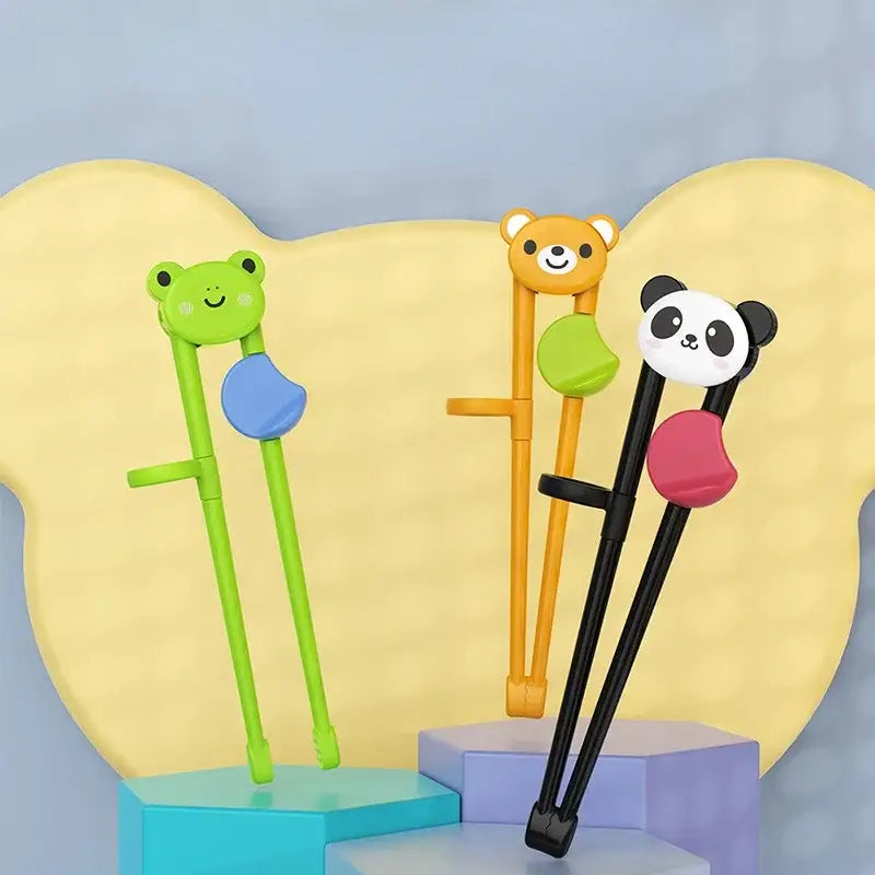 Kids multicolor bear panda and cat training chopsticks dining room