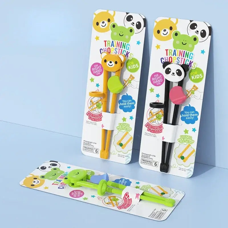 Kids multicolor bear panda and cat training chopsticks dining room