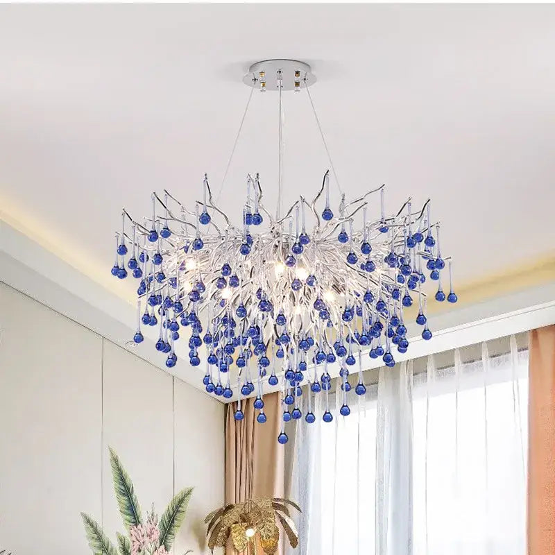 Kids pink crystal chandelier bedroom tree branch ceiling light