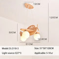 Kids wood airplane pendant light bedroom with frosted glass bulbs