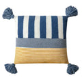 Knit stripe pillow cover coral & white living room with tassels