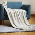 Knitted cashmere siesta blanket bedroom pastel fringed throw