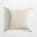 Knitted grey ivory geometric pillow cover set living room tassels