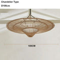 Large beige fan woven rattan pendant light for dining room