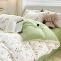 Lavender and pink floral double layer yarn bed sheet set bedroom