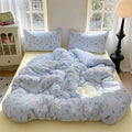 Lavender floral textured cotton bedding set bedroom quilt
