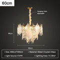 Leaf shaped gold and crystal glass chandelier dining room pendant light