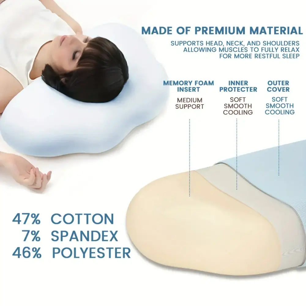Light blue cooling memory foam pillow bedroom cloud ergonomic design