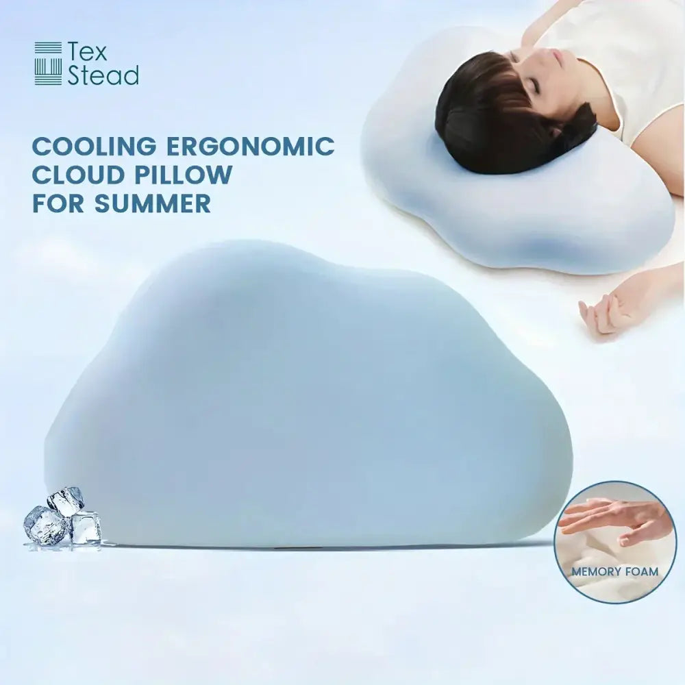 Light blue cooling memory foam pillow bedroom cloud ergonomic design