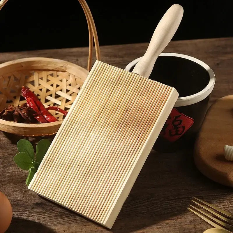 Light wood ridged garganelli board kitchen pasta maker tool
