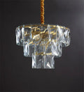 Luxe gold steel crystal pendant light dining room chandelier