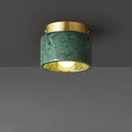 Luxe green & white marble downlight gold rim living room light