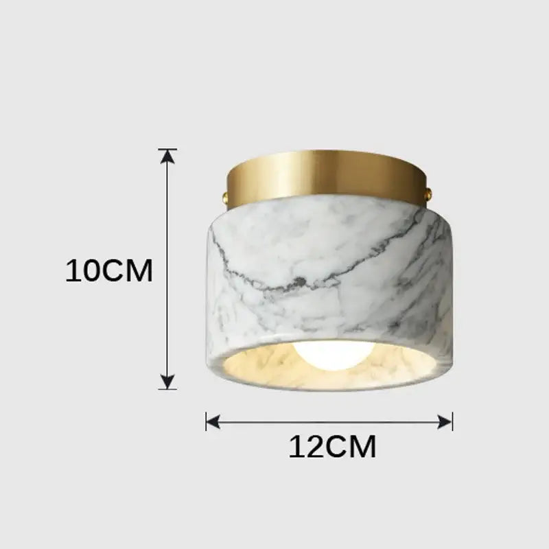 Luxe green & white marble downlight gold rim living room light