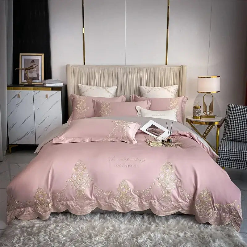 Luxe ivory and gold embroidery bedding set – bedroom 1000tc egyptian