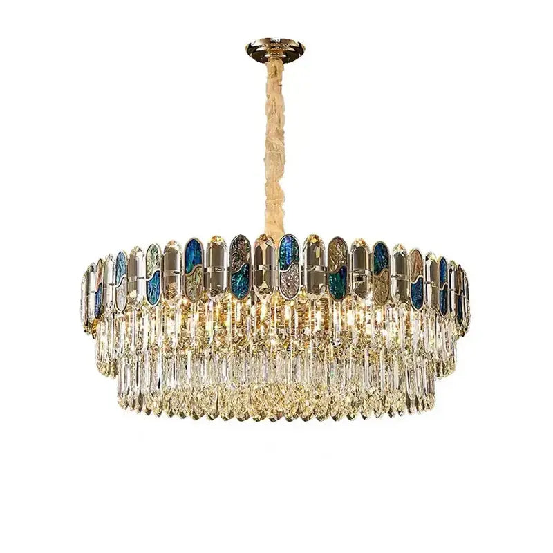 Luxurious blue & gold sea shell dimmable led chandelier living room