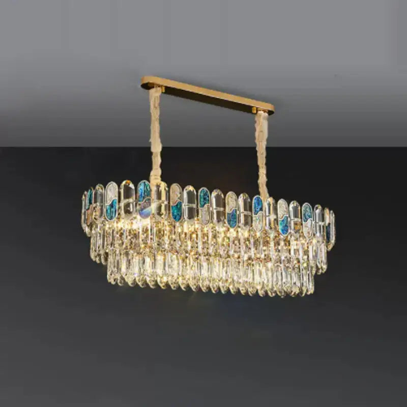 Luxurious blue & gold sea shell dimmable led chandelier living room