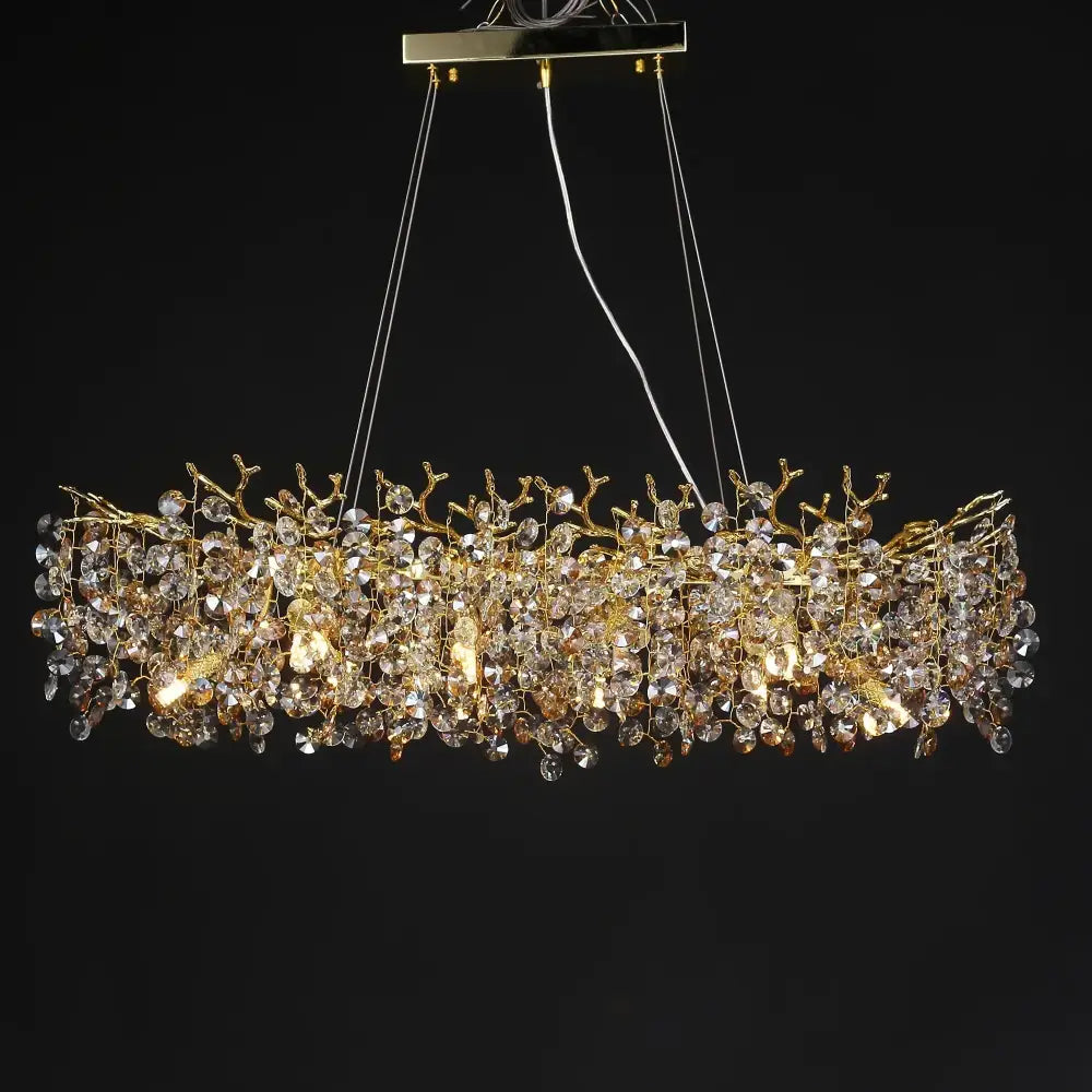 Luxurious gold crystal sunflower branch chandelier dining room light