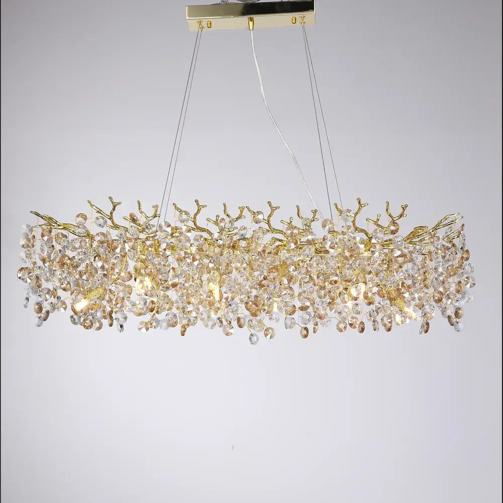 Luxurious gold crystal sunflower branch chandelier dining room light