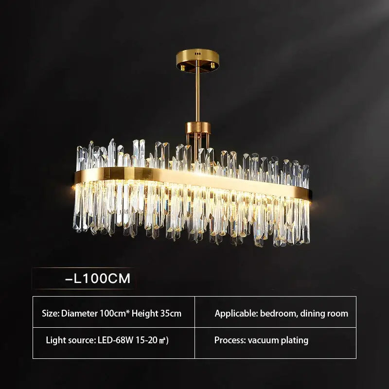 Luxurious gold round crystal pendant light for living room