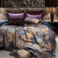 Luxurious gray & gold jacquard egyptian cotton bedding set bedroom