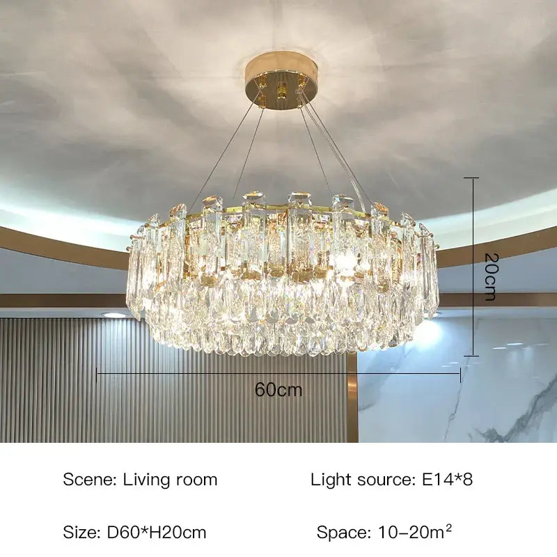Luxurious two tier gold crystal chandelier for dining room