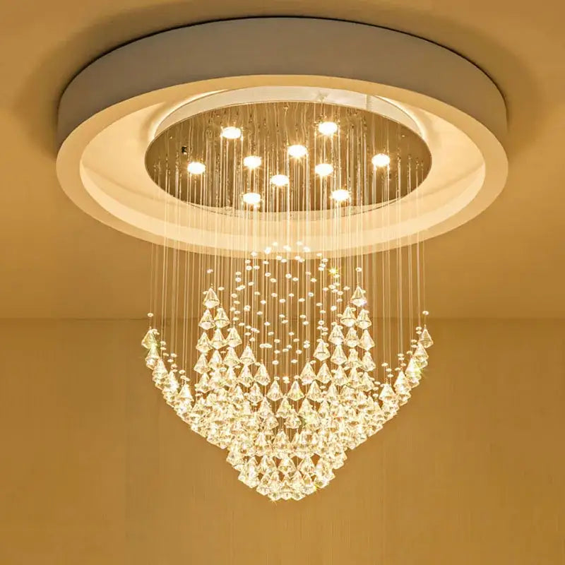 Luxurious white diamond crystal chandelier for living room lighting