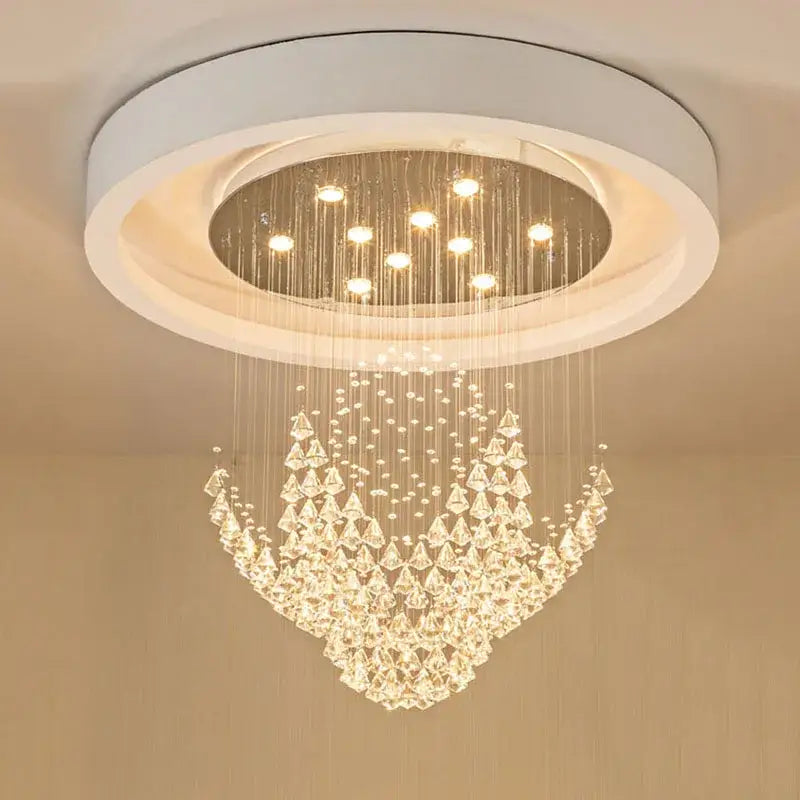 Luxurious white diamond crystal chandelier for living room lighting