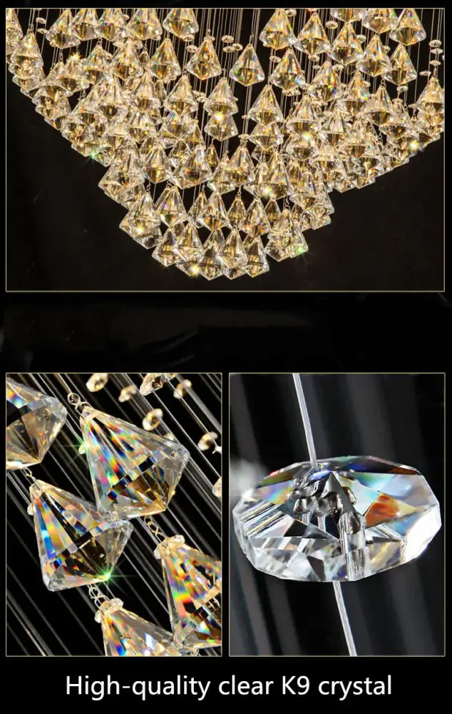 Luxurious white diamond crystal chandelier for living room lighting