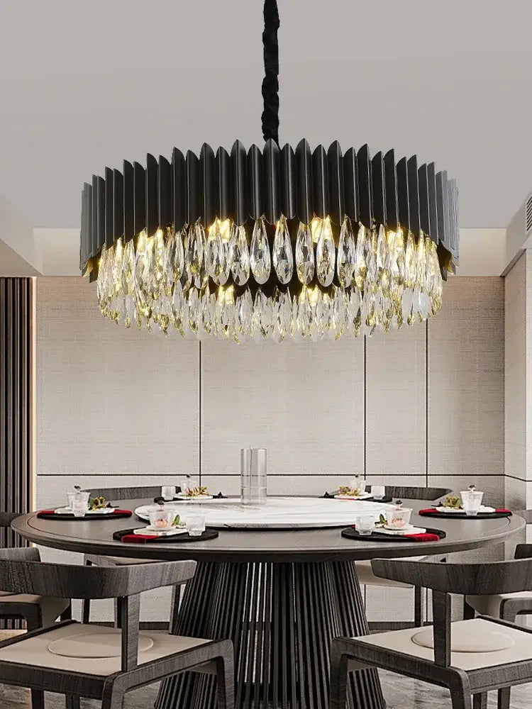 Luxury black crystal pendant lights dining room chandelier