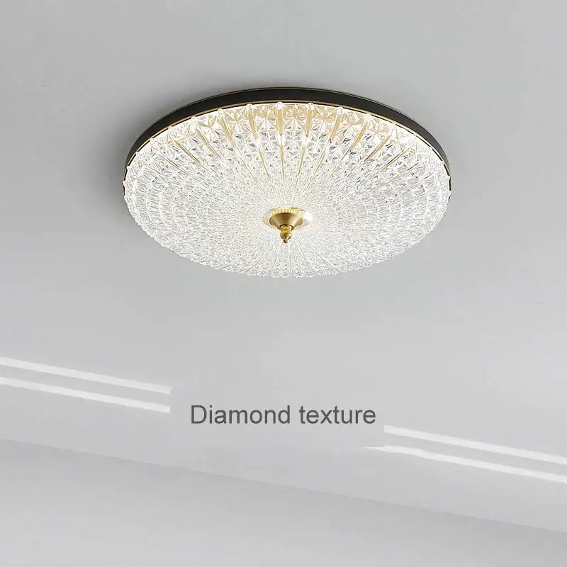 Luxury black & gold glass round ceiling lamp bedroom crystal design