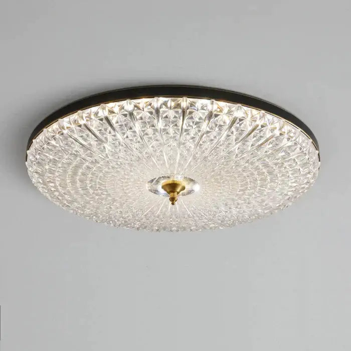 Luxury black & gold glass round ceiling lamp bedroom crystal design