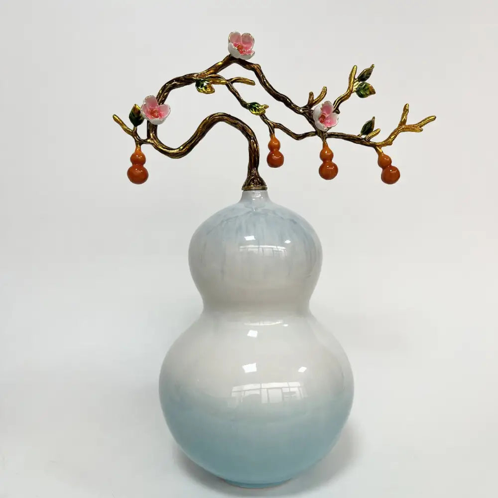 Luxury blue ceramic gourd vase set home office decoration