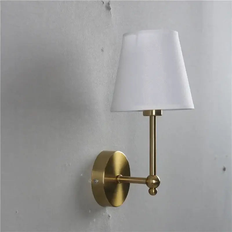 Luxury brass & gold wall lamp bedroom sconce with fabric shade