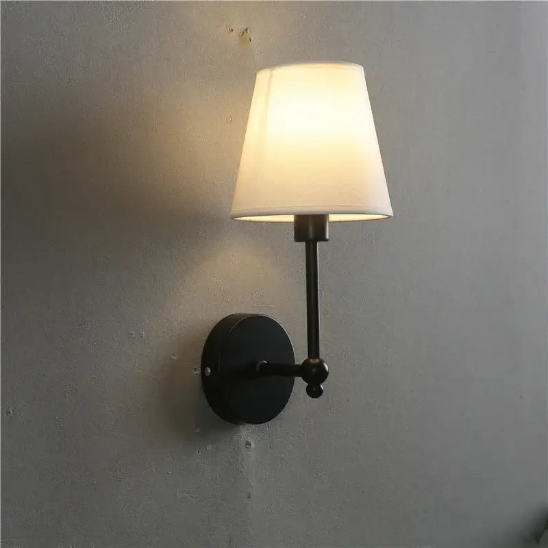 Luxury brass & gold wall lamp bedroom sconce with fabric shade