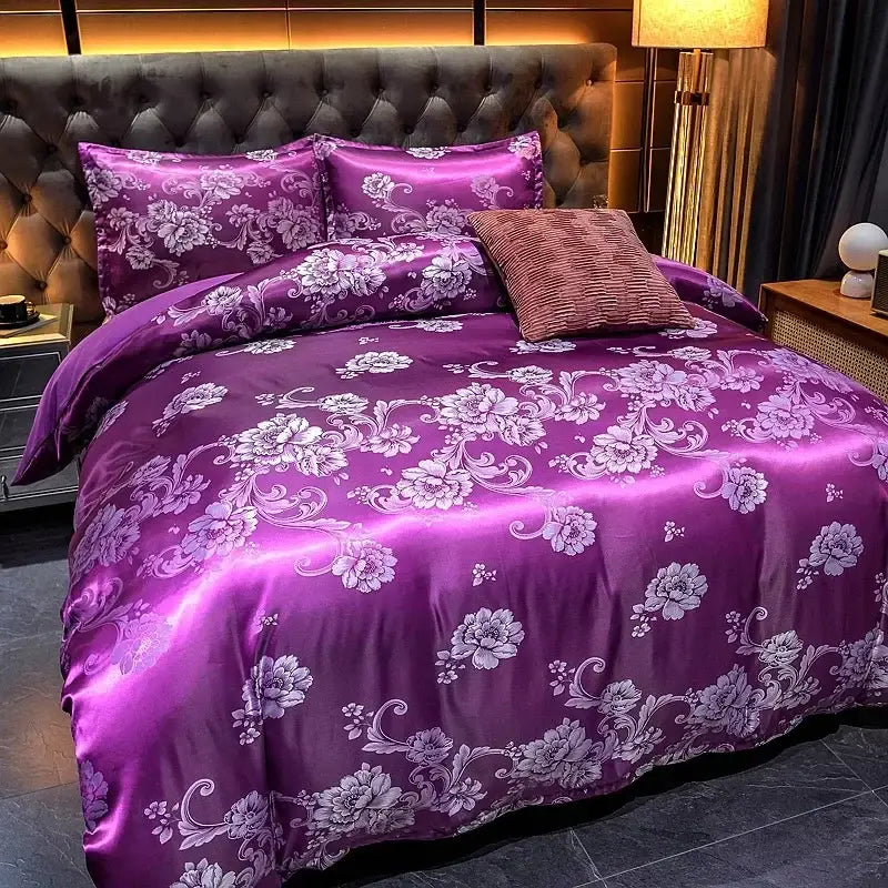 Luxury brown & gold damask duvet cover bedding set bedroom decor