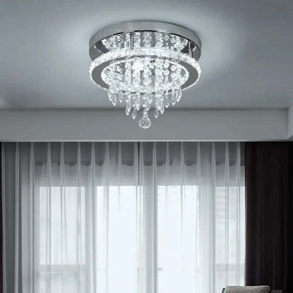 Luxury chrome crystal led ceiling chandelier dining room lamp