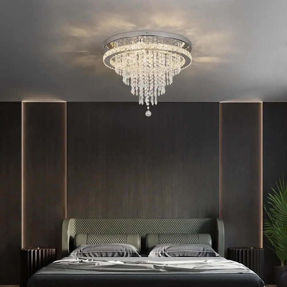 Luxury chrome crystal led ceiling chandelier dining room lamp